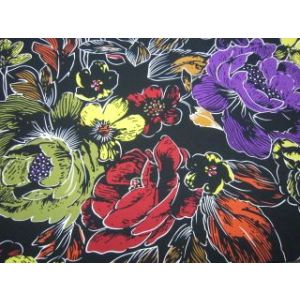 Шёлк-вискоза-стретч «Ночные цветы» цветной